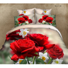 El lujo de la boda del edredón cubre el lecho fija las rosas rojas románticas hermosas